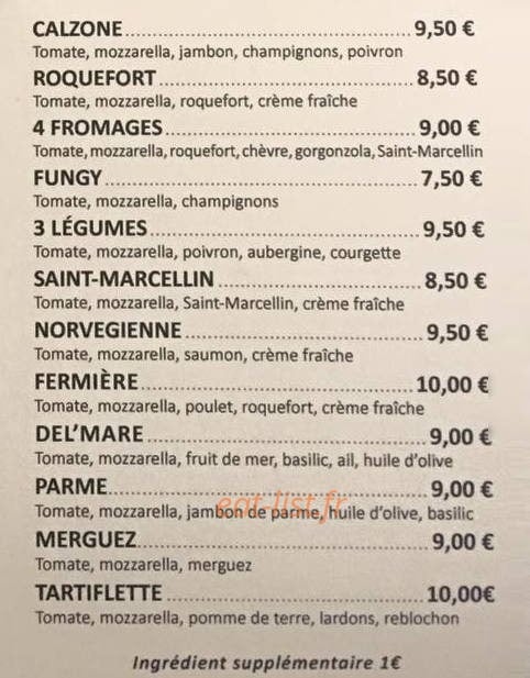 Pizza totor — carte page 2