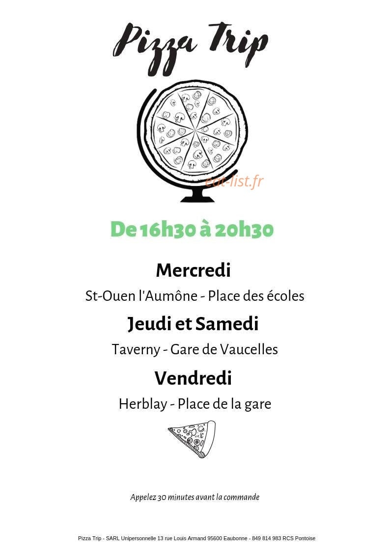 Pizza Trip — carte page 1