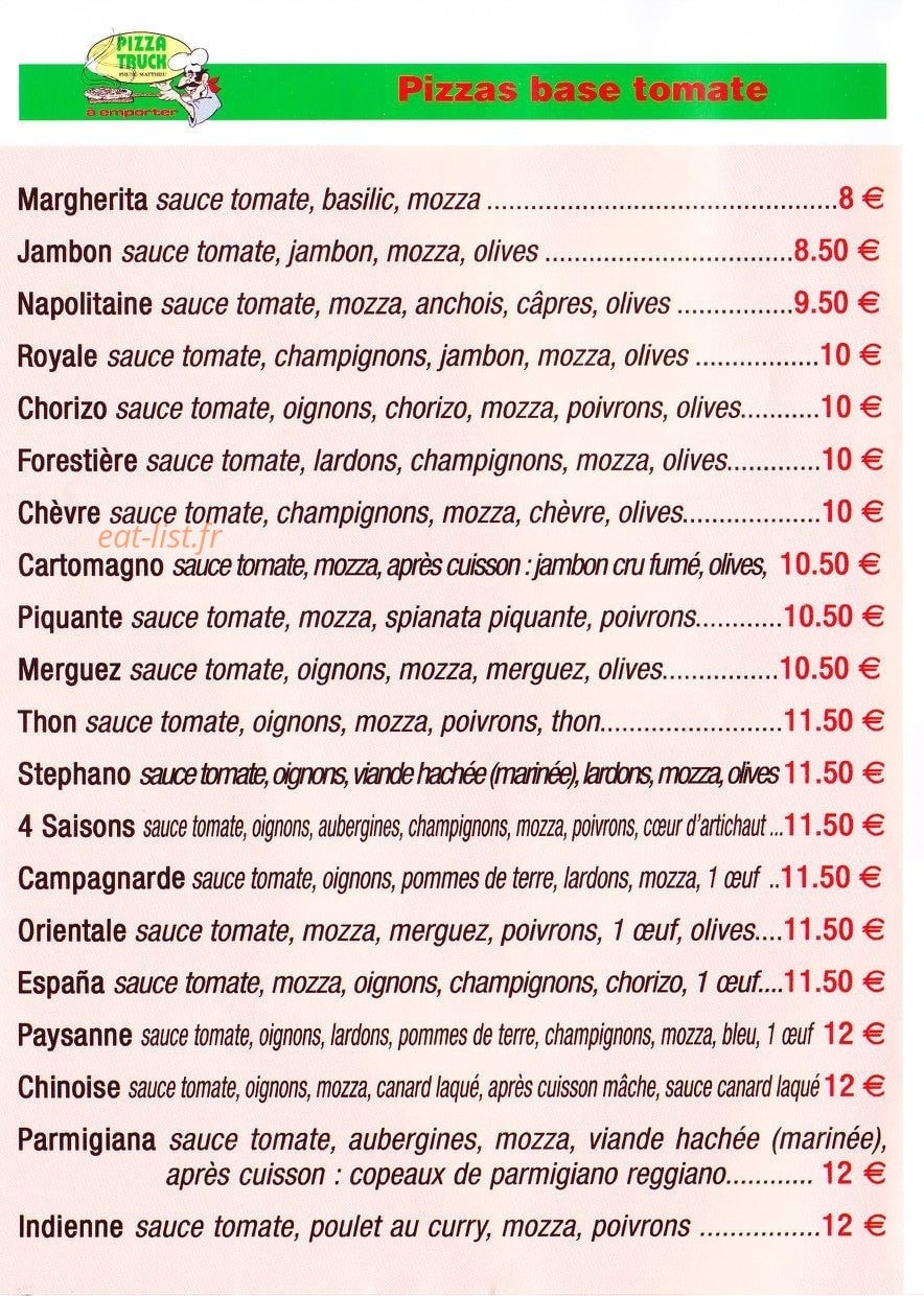 Pizza Truck — carte page 2