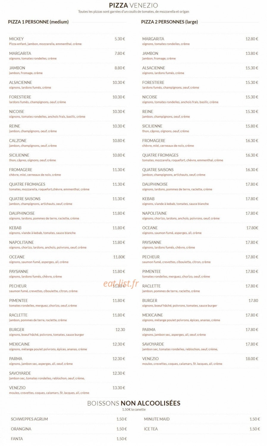 Pizza Venezio — carte page 1