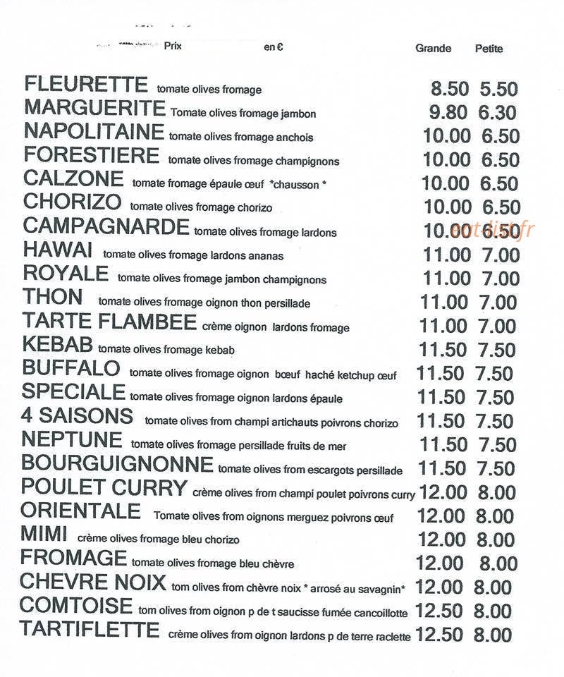 Pizza Vignot Jean Luc et Patou — carte page 1