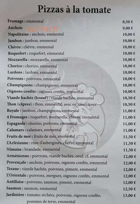 Pizza Willy — carte page 1