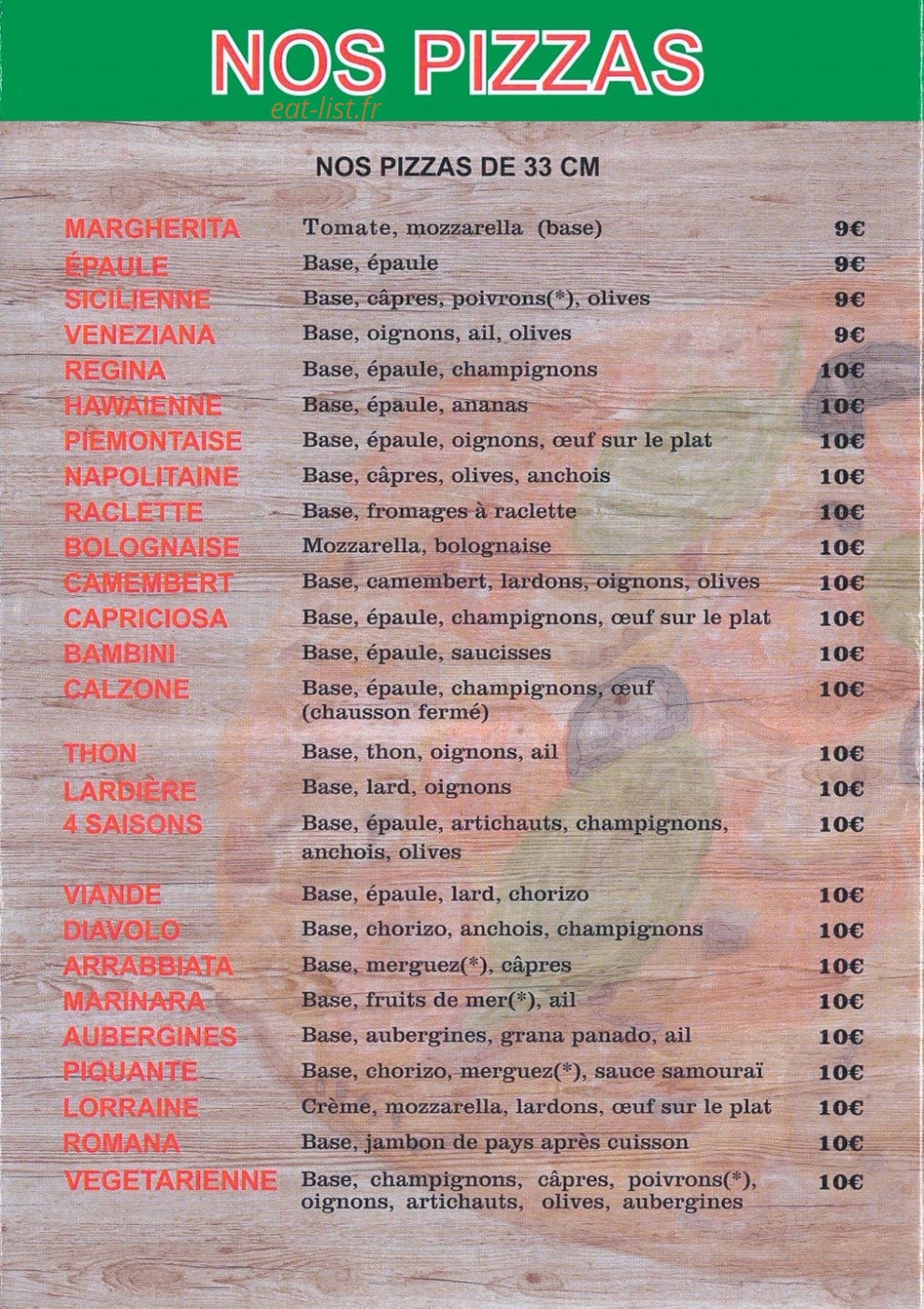 Pizza zwin — carte page 2