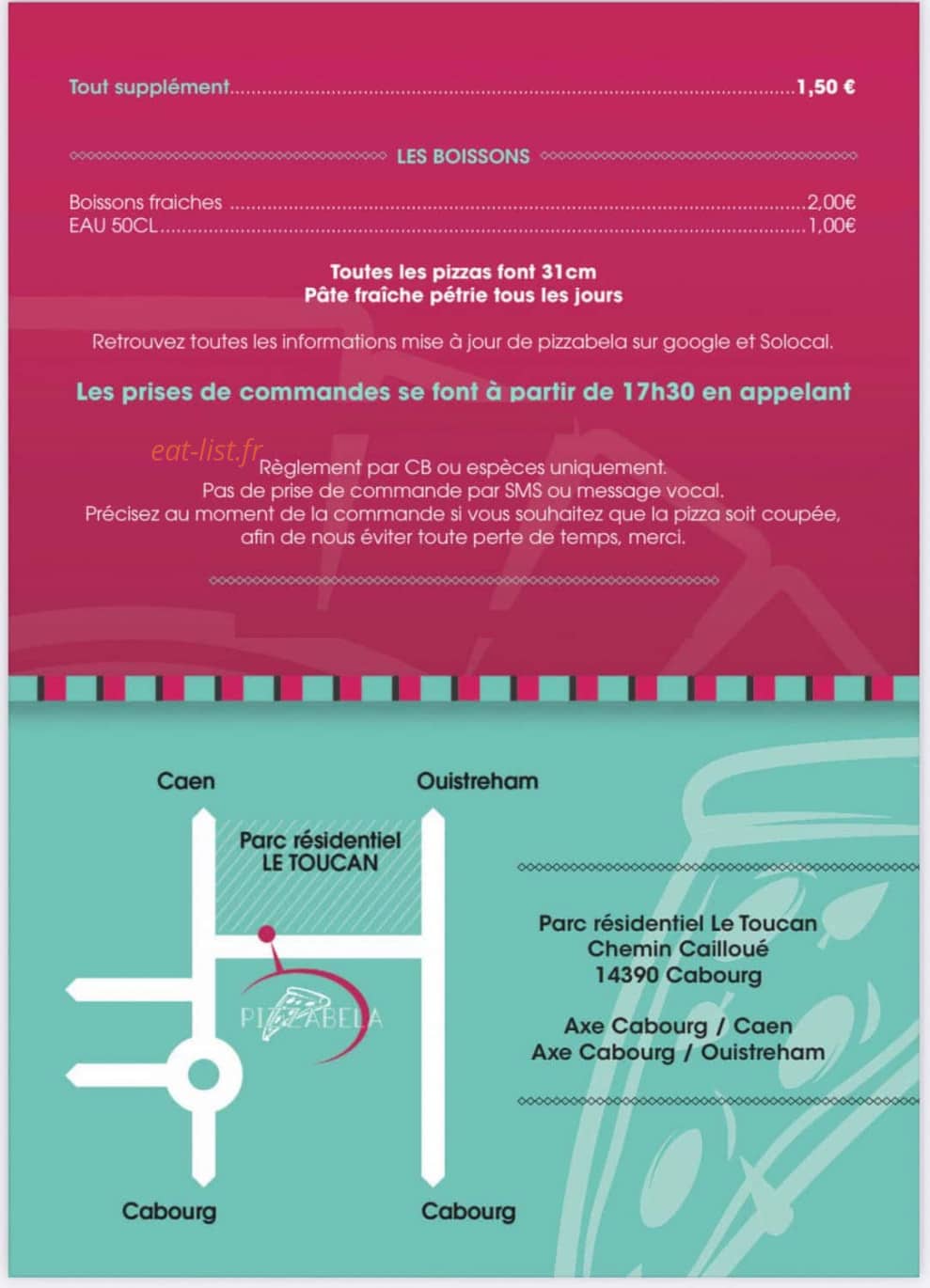 Pizzabela — carte page 2