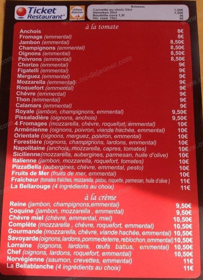 PizzaBella — carte page 2