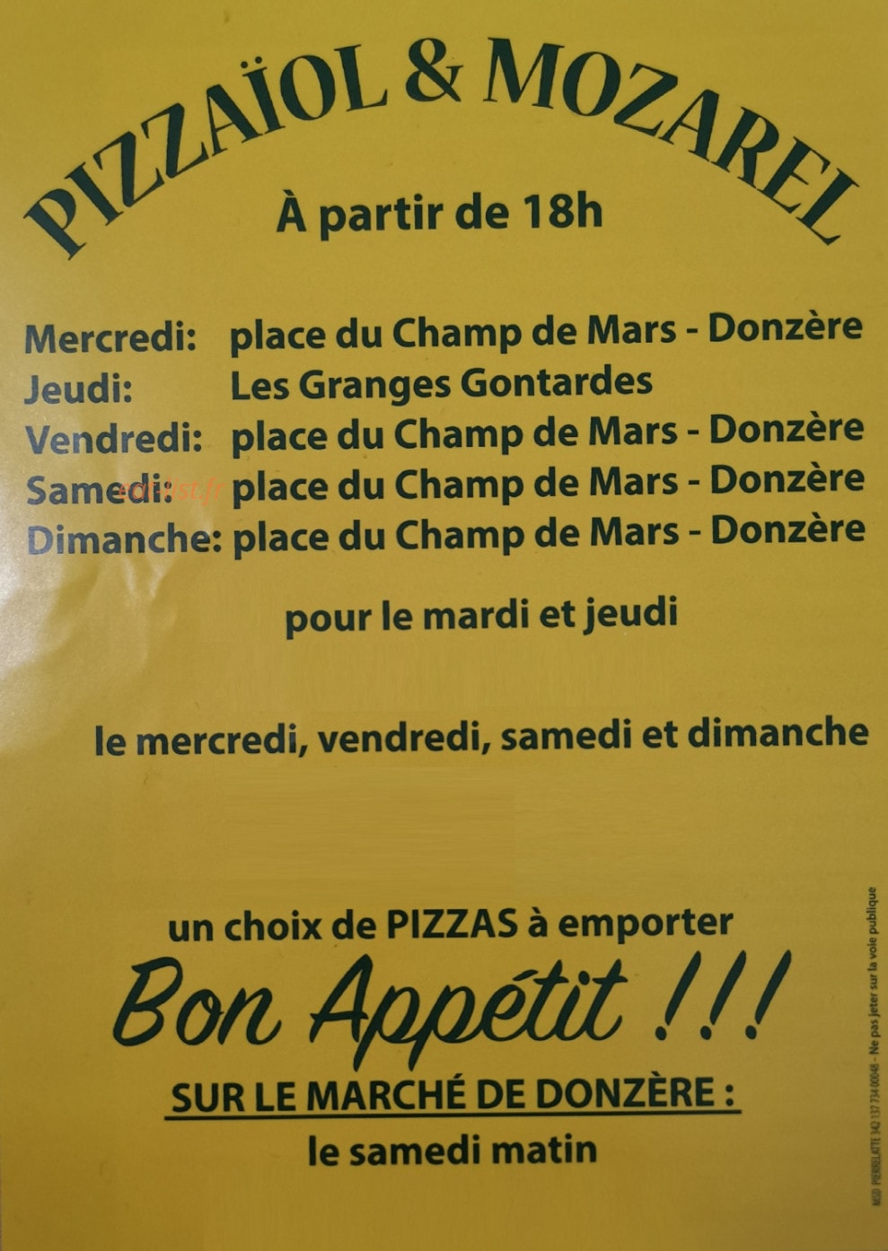 Pizzaiol et Mozzarel — carte page 1