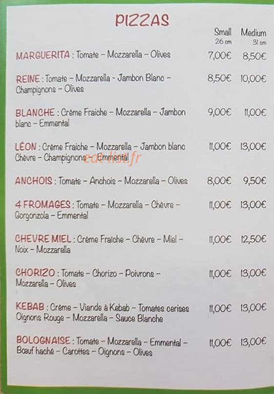 Pizzaiola — carte page 1