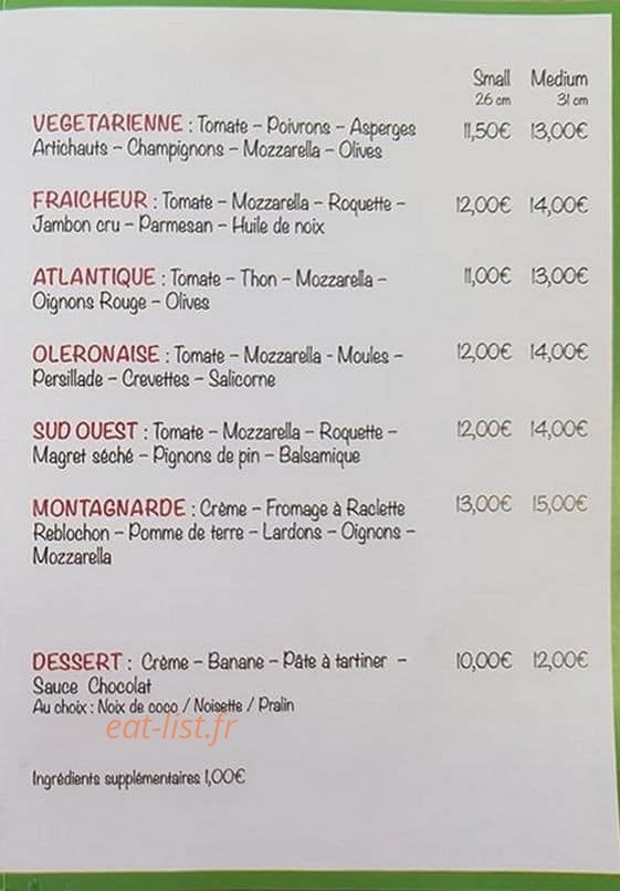Pizzaiola — carte page 2