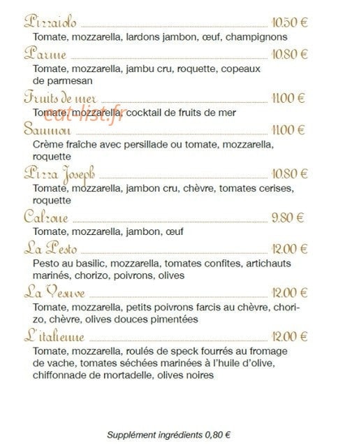 Pizzaïolo Joseph — carte page 3