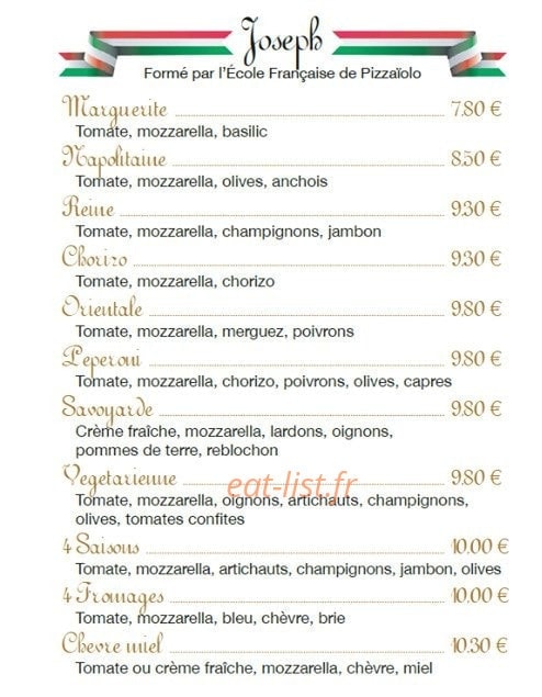 Pizzaïolo Joseph — carte page 2