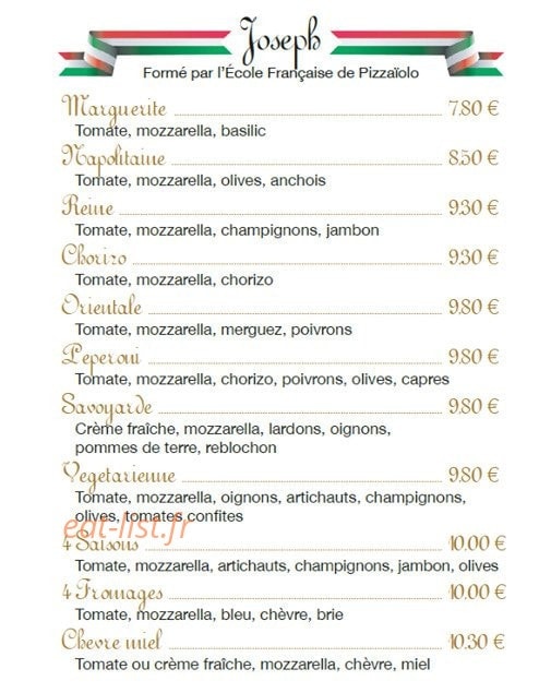 Pizzaïolo Joseph — carte page 2