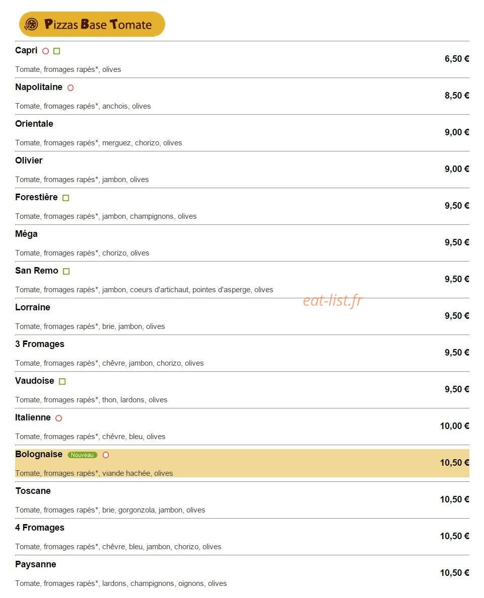 Pizzaiolo — carte page 1