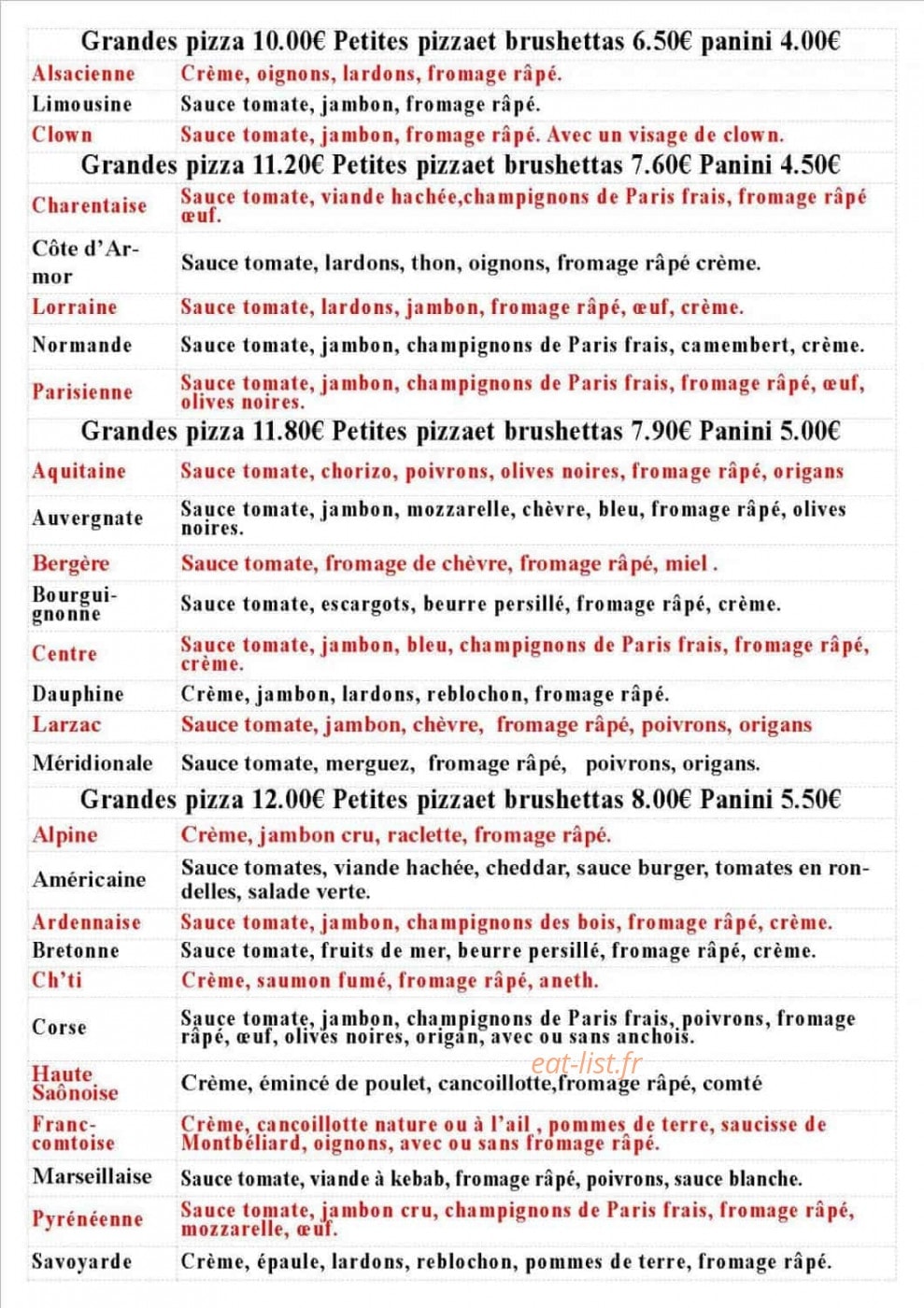 Pizzamat — carte page 1