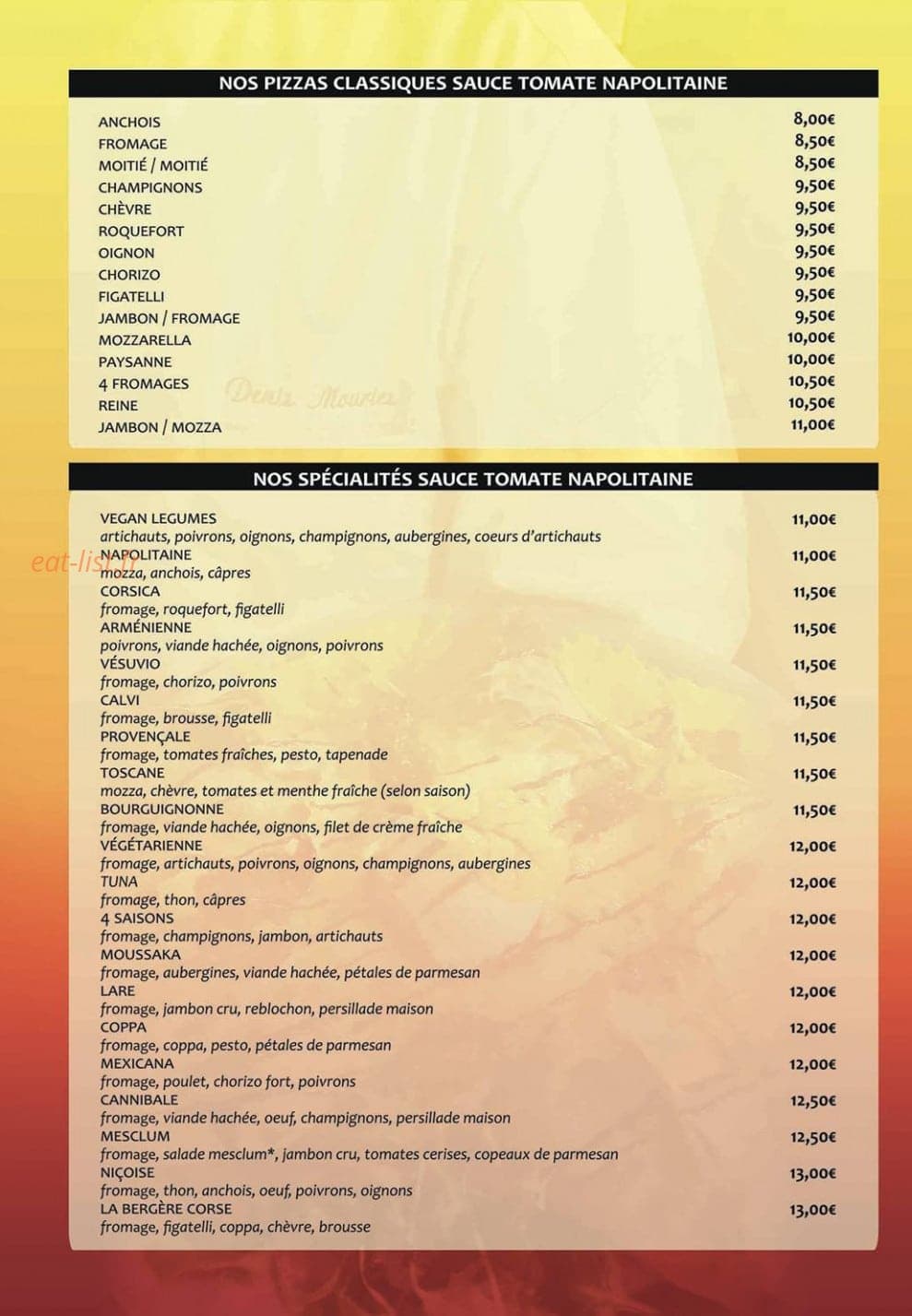 Pizzamis — carte page 2