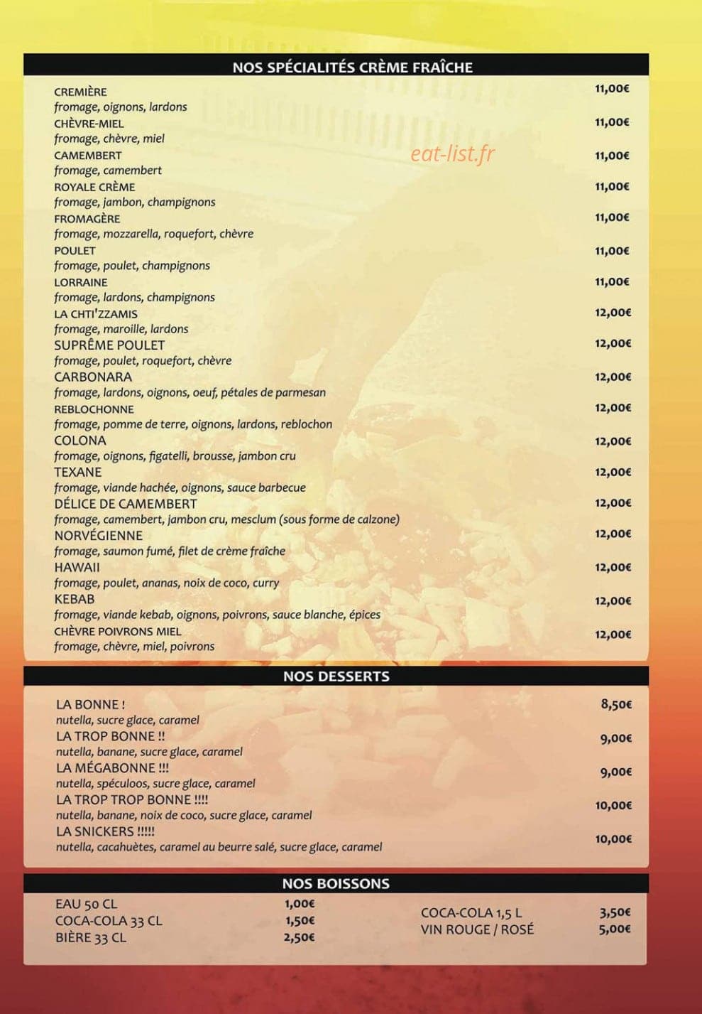 Pizzamis — carte page 3