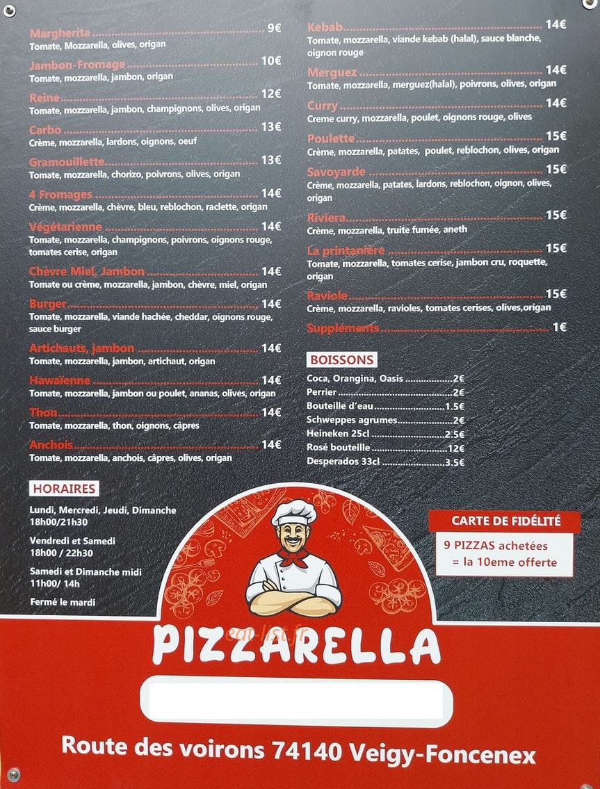 Pizzarella — carte page 1