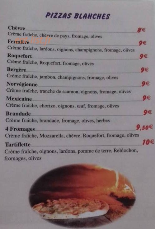 Pizzas au feu de bois — carte page 2