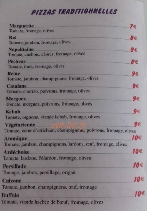Pizzas au feu de bois — carte page 1