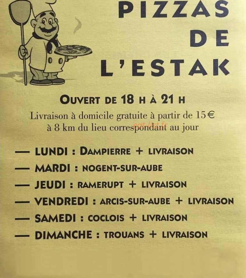 Pizzas De LEstaK — carte page 1