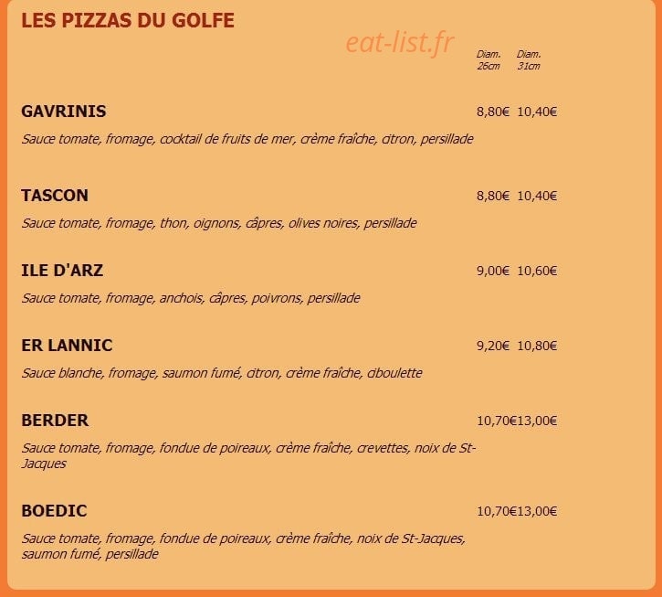Pizzas du golfe — carte page 3