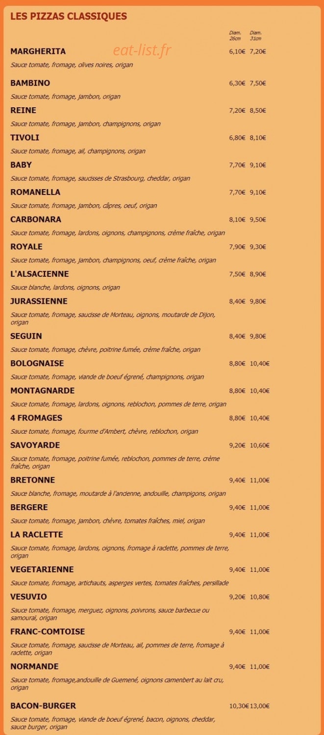 Pizzas du golfe — carte page 1