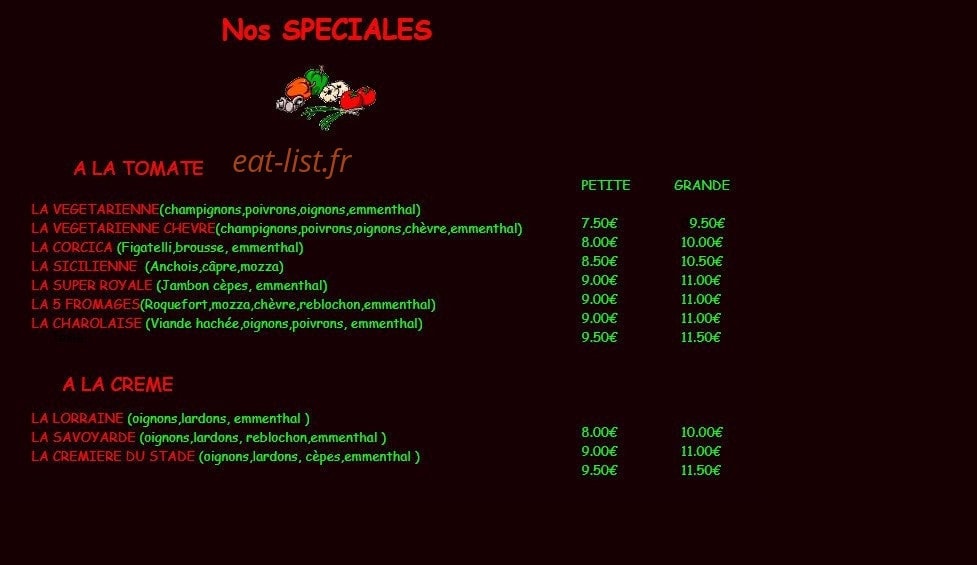 Pizzas du stade — carte page 2