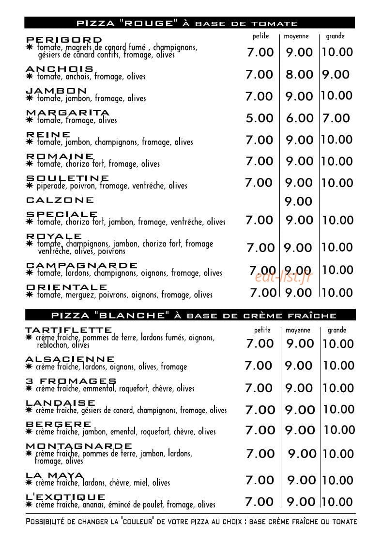 Pizzas Francis — carte page 1