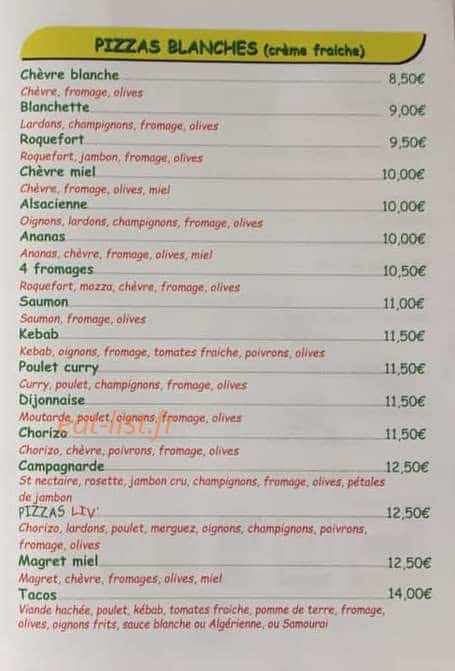 Pizzas Liv — carte page 3
