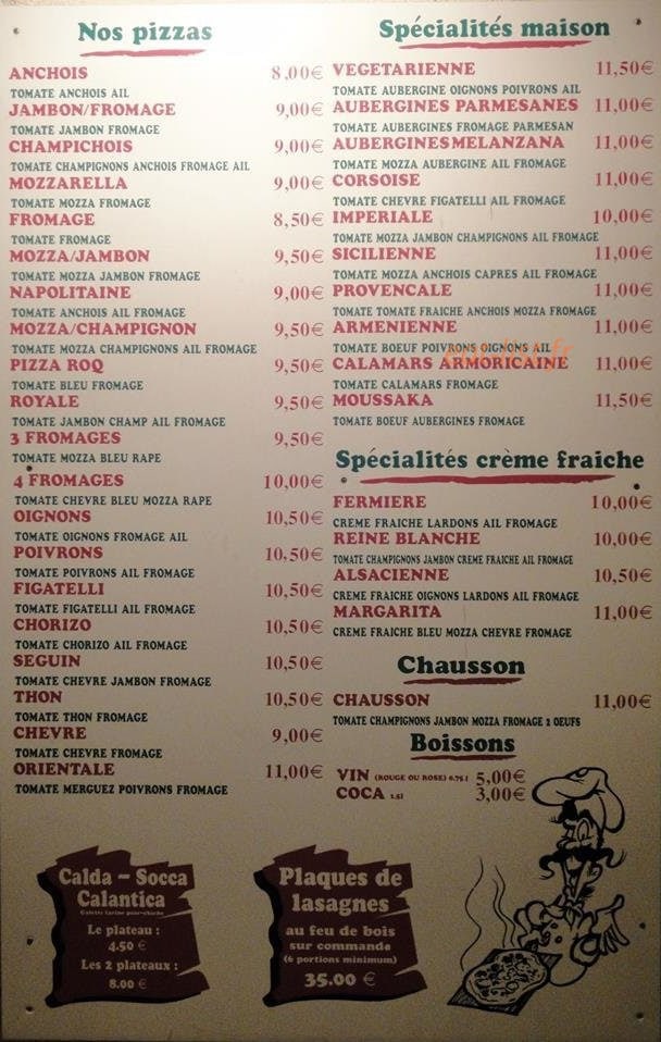 Pizzas marguarita — carte page 1