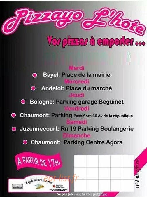 Pizzayo Lhote — carte page 1