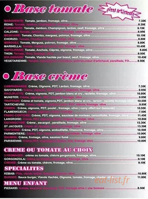 Pizzayo Lhote — carte page 2
