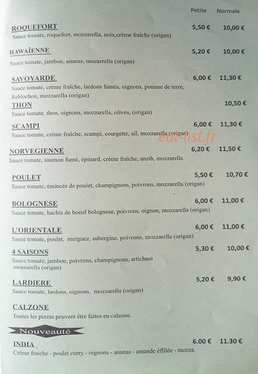 Pizzeria Bisenti — carte page 3