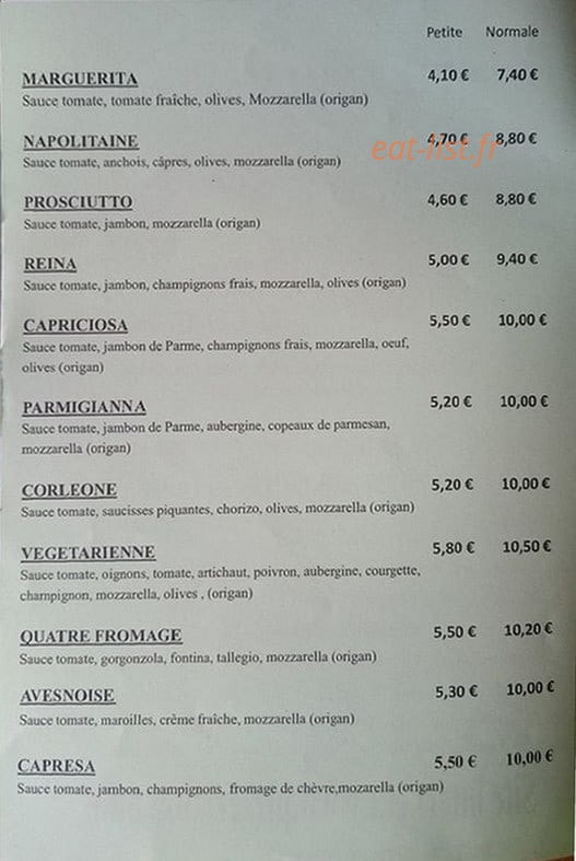 Pizzeria Bisenti — carte page 2