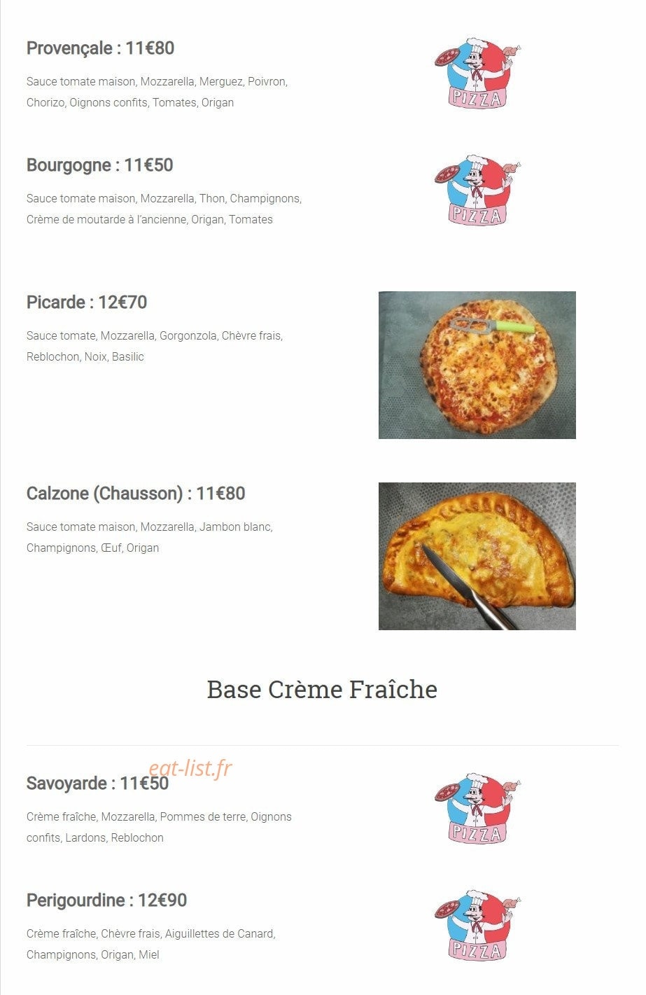 Pizzeria du Terroir — carte page 2