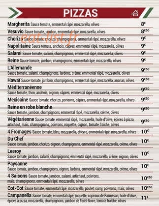 Pizzeria Leeroy — carte page 1