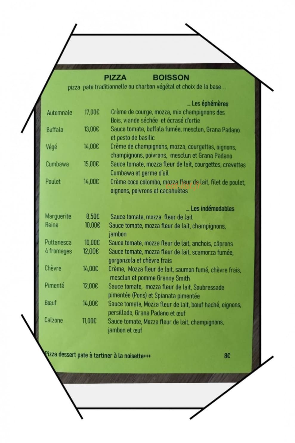 Pizzetta — carte page 1