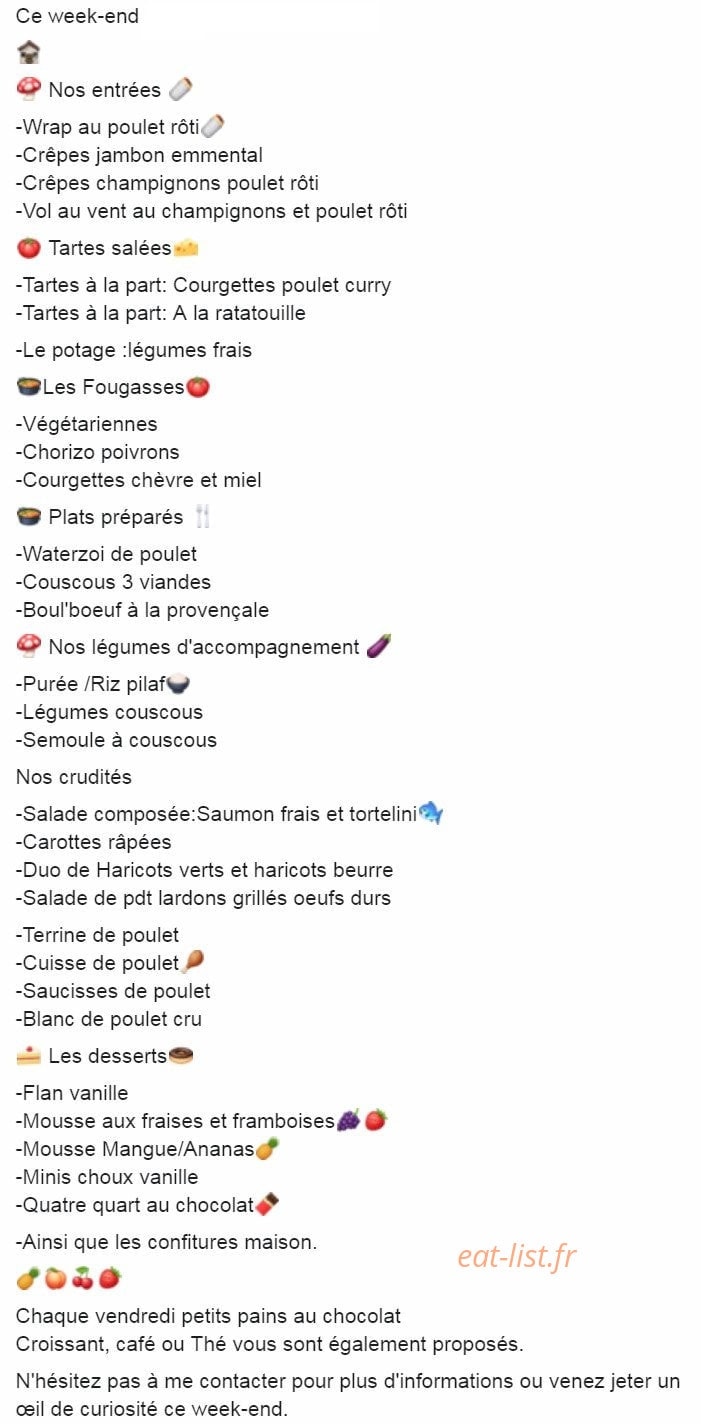 Plaisir et Gourmandise — carte page 1