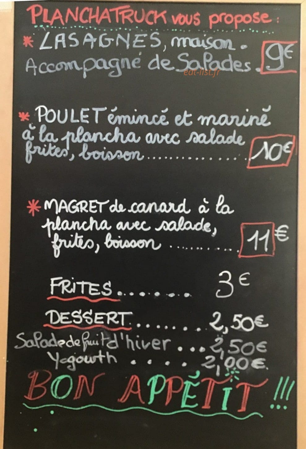 Plancha Food Truck — carte page 1