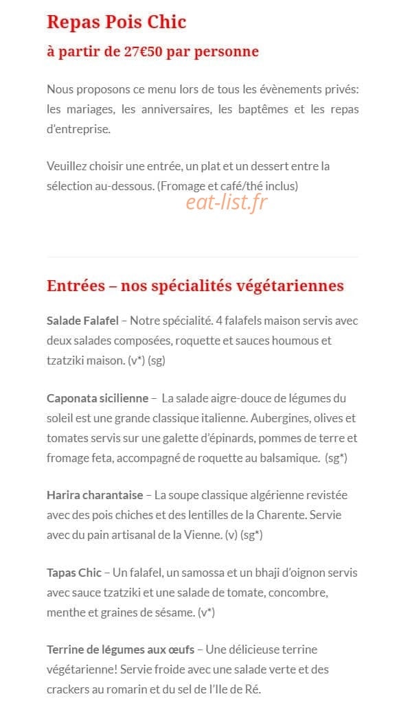 Pois Chic — carte page 2