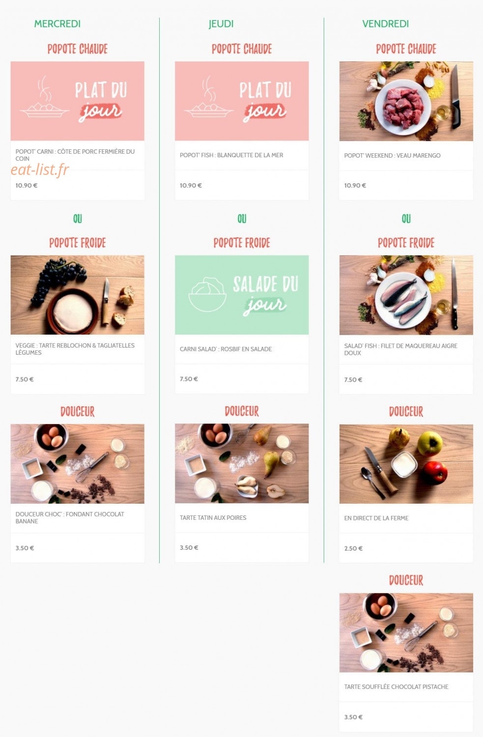 Popote Minute — carte page 2