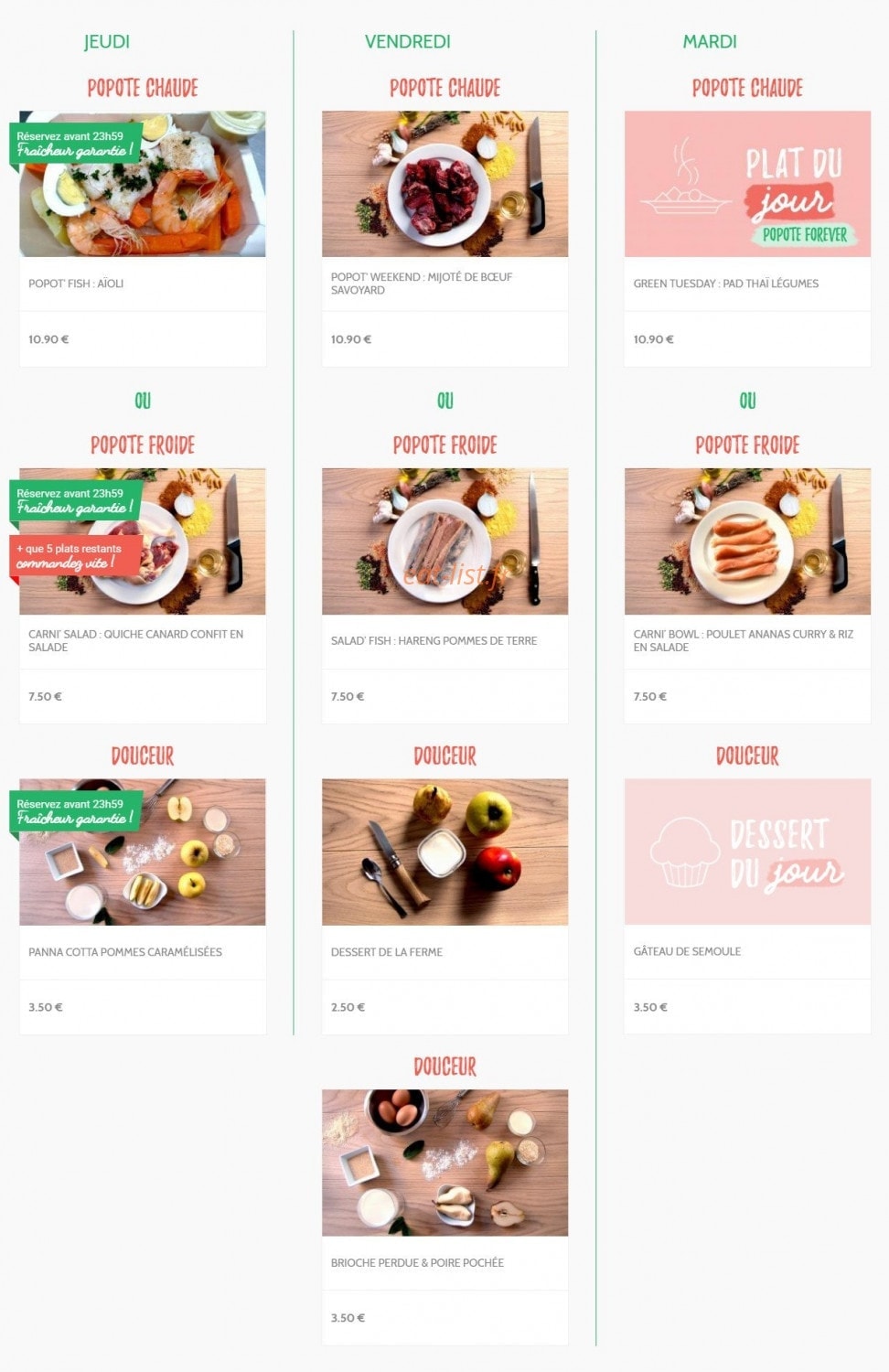 Popote Minute — carte page 1