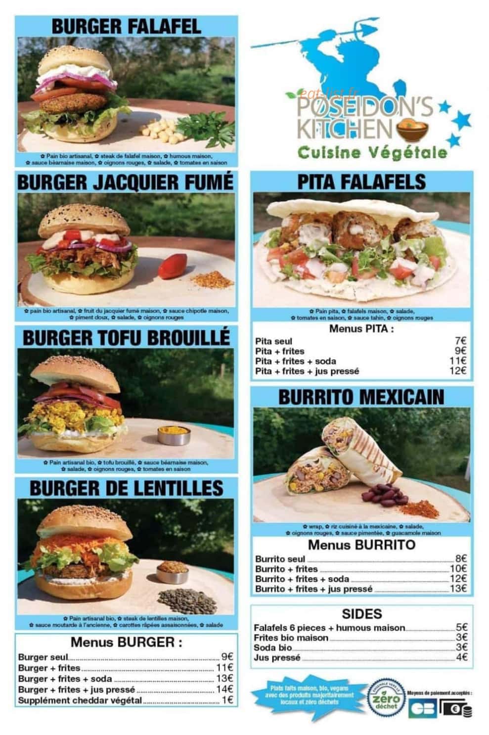 Pøseidon’s Kitchen — carte page 1