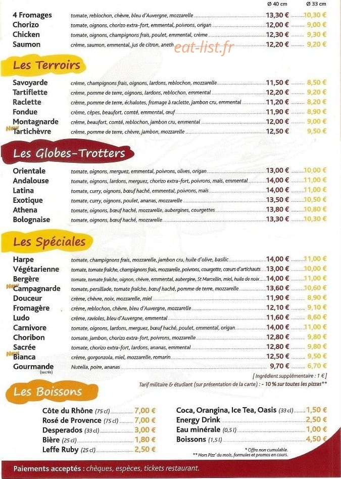 Pouic Pouic Pizzas — carte page 2