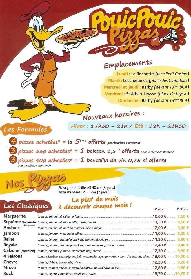 Pouic Pouic Pizzas — carte page 1