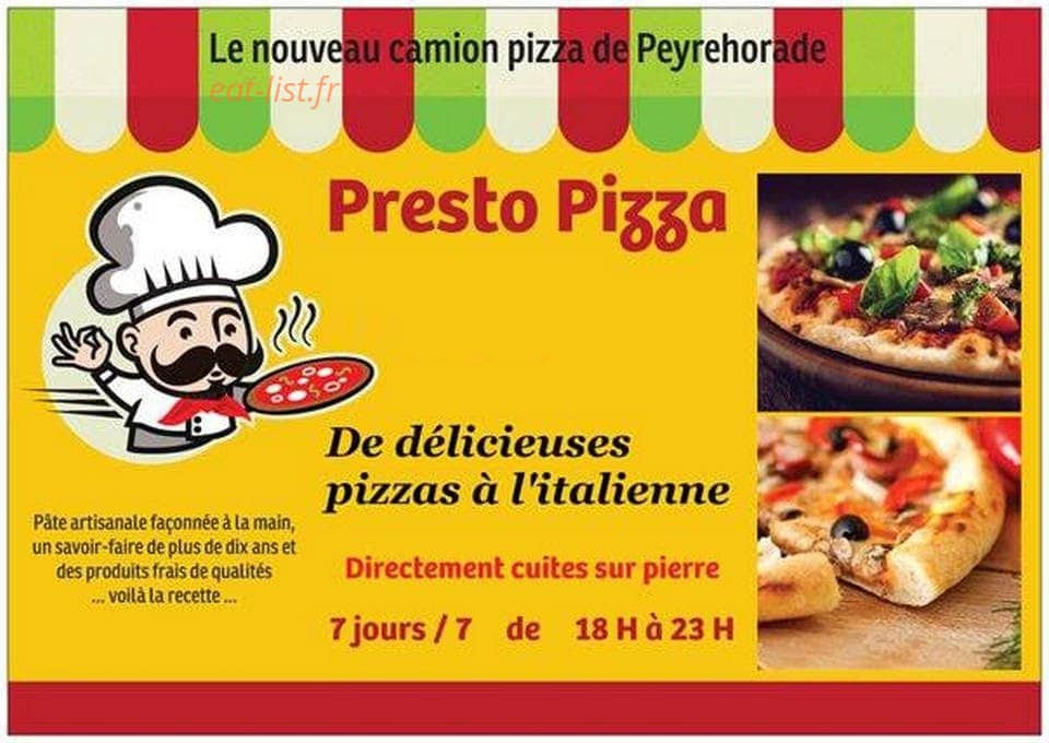 Presto pizza — carte page 1