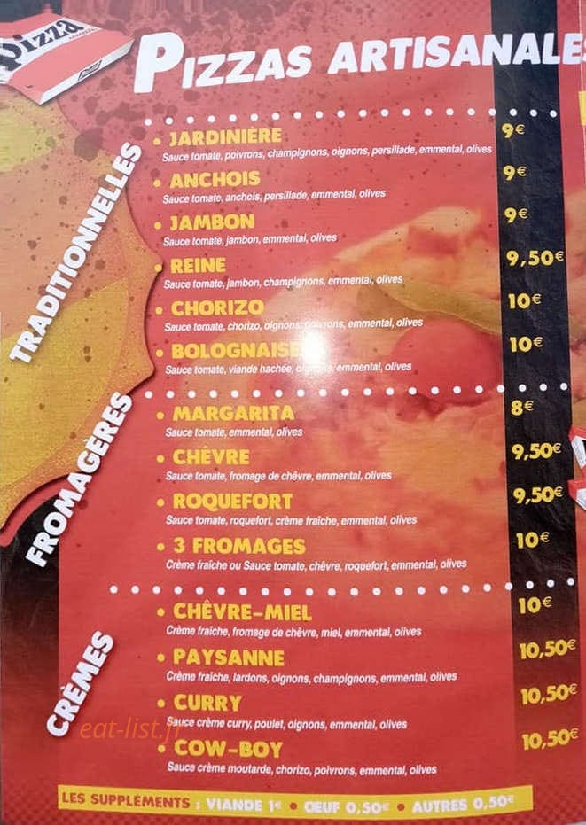 Proxi Pizza — carte page 1