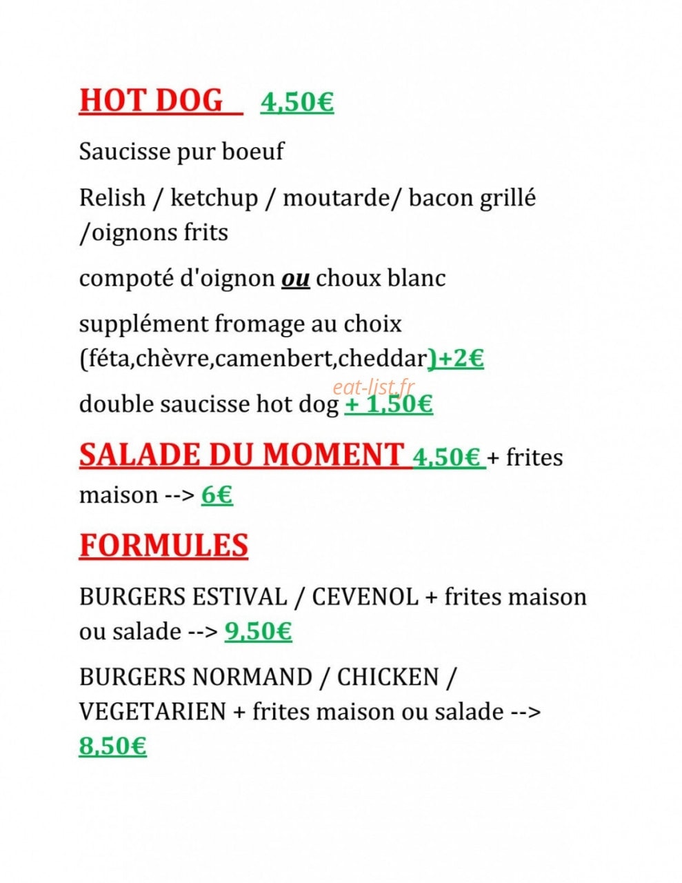 R'stream Burger — carte page 2