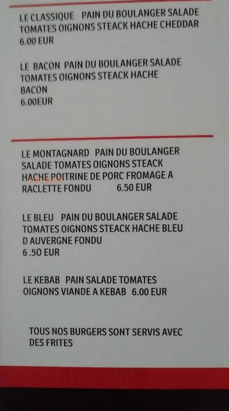 Rapid-burgers — carte page 1