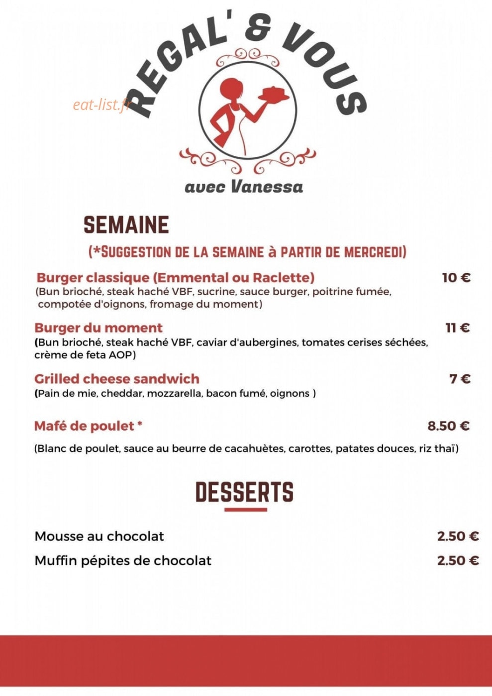 Régal'&vous avec Vanessa — carte page 1