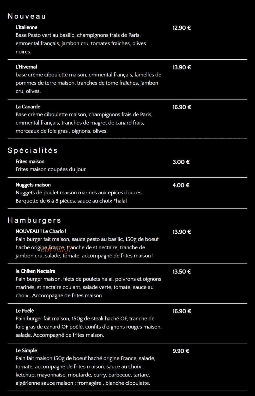 Remi Pizza — carte page 1